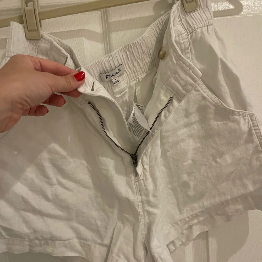 Madewell The Beale High Waist White Linen Shorts - Picture 8 of 8